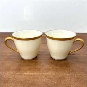 Set of 2, Lenox 608 Gold & Cream Tea‎ Coffee Cups, J33